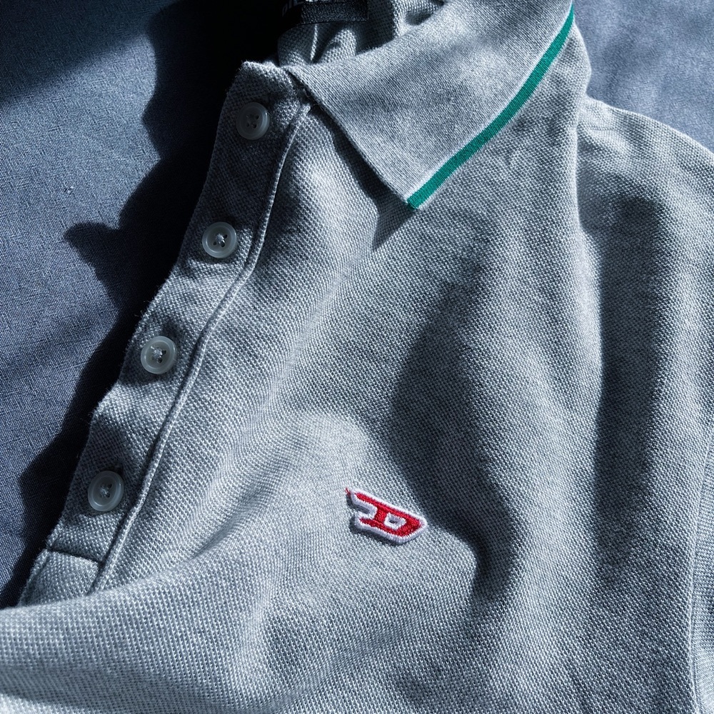 DIESEL | Men’s Cotton Piquet Polo | Size XL, | Light Grey